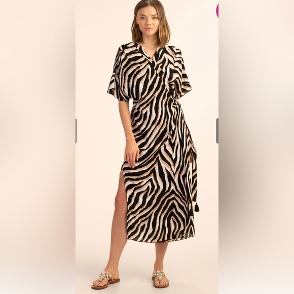 Trina Turk Multi VIVANT MIDI WRAP DRESS XS-S - Picture 1 of 4